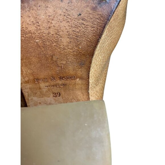Rag & Bone Newbury booties size 9 tan grained leather 3.5’ block heel - Picture 9 of 9